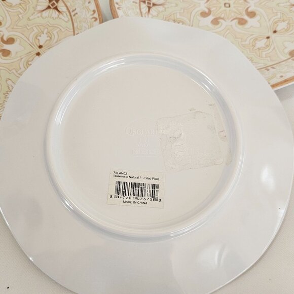 Talavera Melamine Natural Salad Plates 8" set-3 tan paisley medallion - Picture 5 of 8